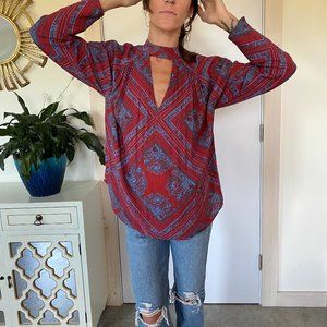 Free People Red Bohemian Blouse